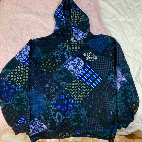 teddy fresh patchwork knit zip up